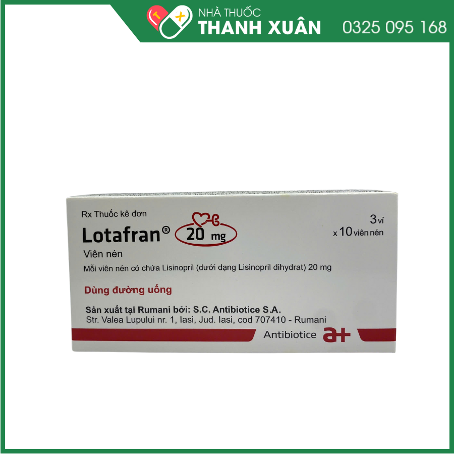 Lotafran® 20mg điều trị tăng huyết áp, điều trị suy tim